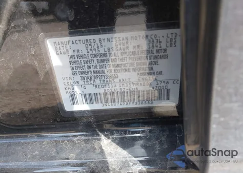 2015 Nissan Sentra Sr from USA, damaged, VIN 3N1AB7AP2FY338553